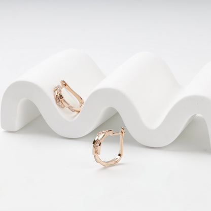 Interlaced Rose Gold 585 hoop earrings side view — Kabluchka