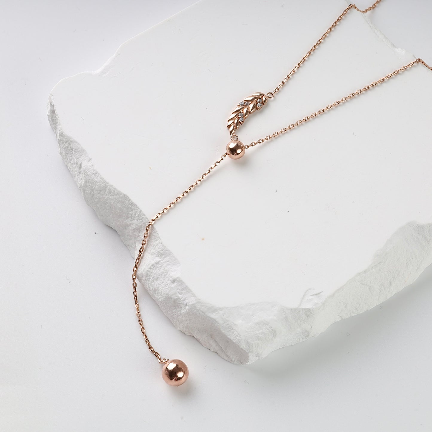 Rose gold adjustable Y-necklace with anchor chain — Kabluchka Jewelry Store