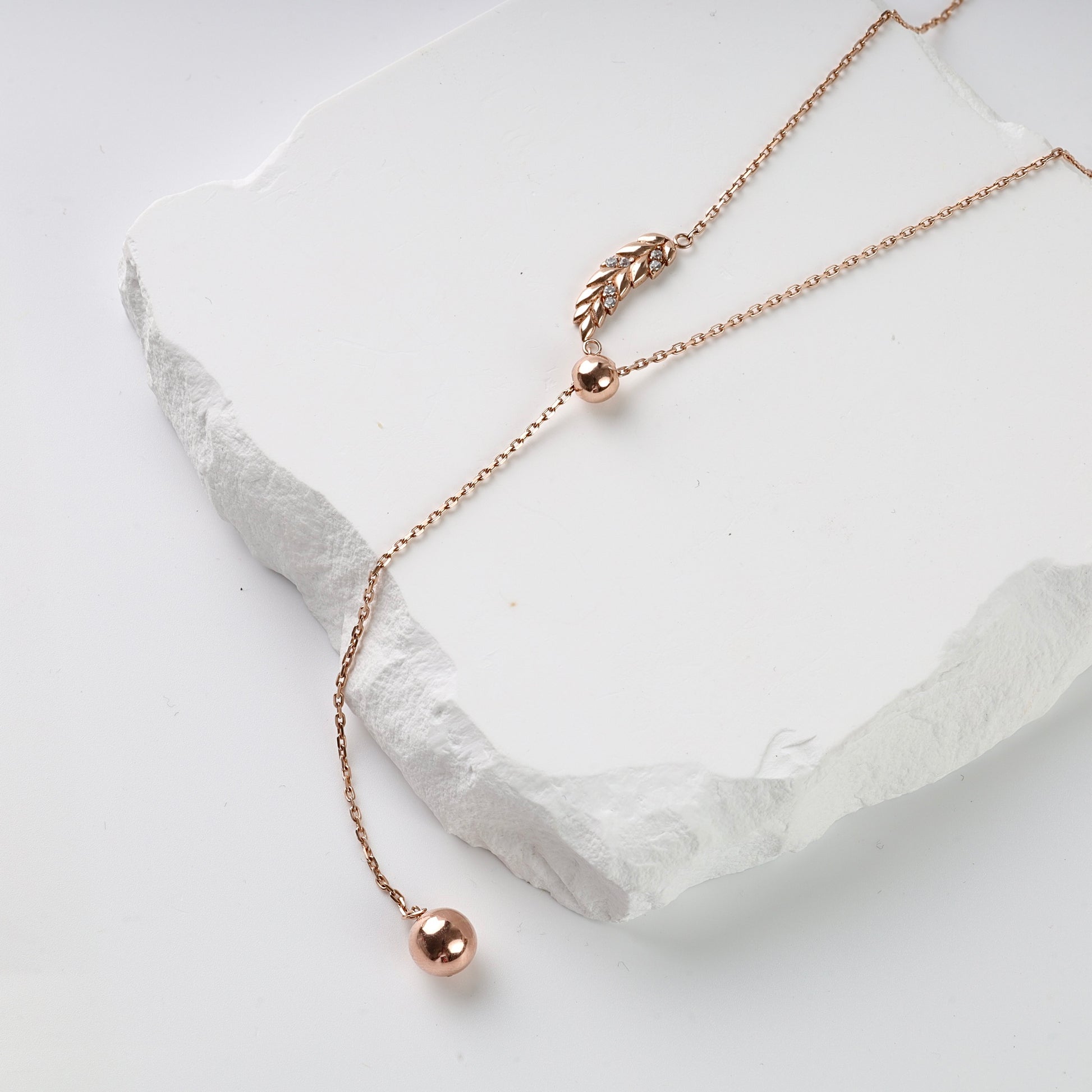 Rose gold adjustable Y-necklace with anchor chain — Kabluchka Jewelry Store