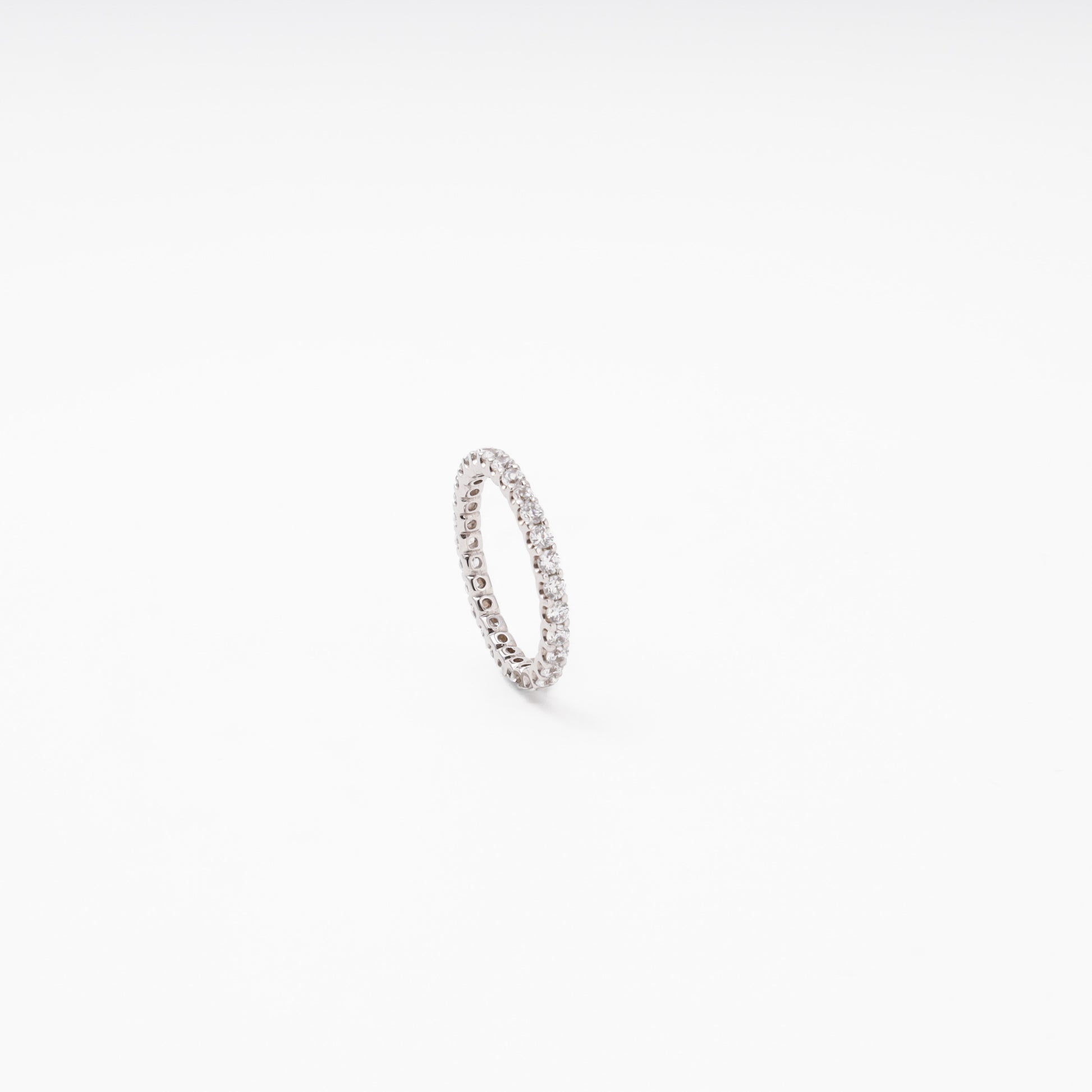 White Gold 585 eternity ring with CZ all around — side angle — Kabluchka
