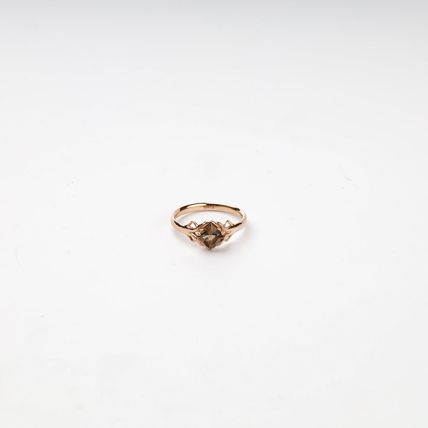 Rose Gold 14K smoky quartz geometric ring — Kabluchka
