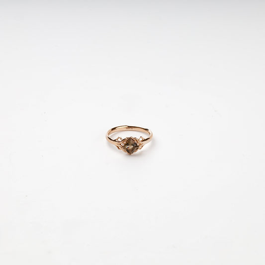 Rose Gold 14K smoky quartz geometric ring — Kabluchka