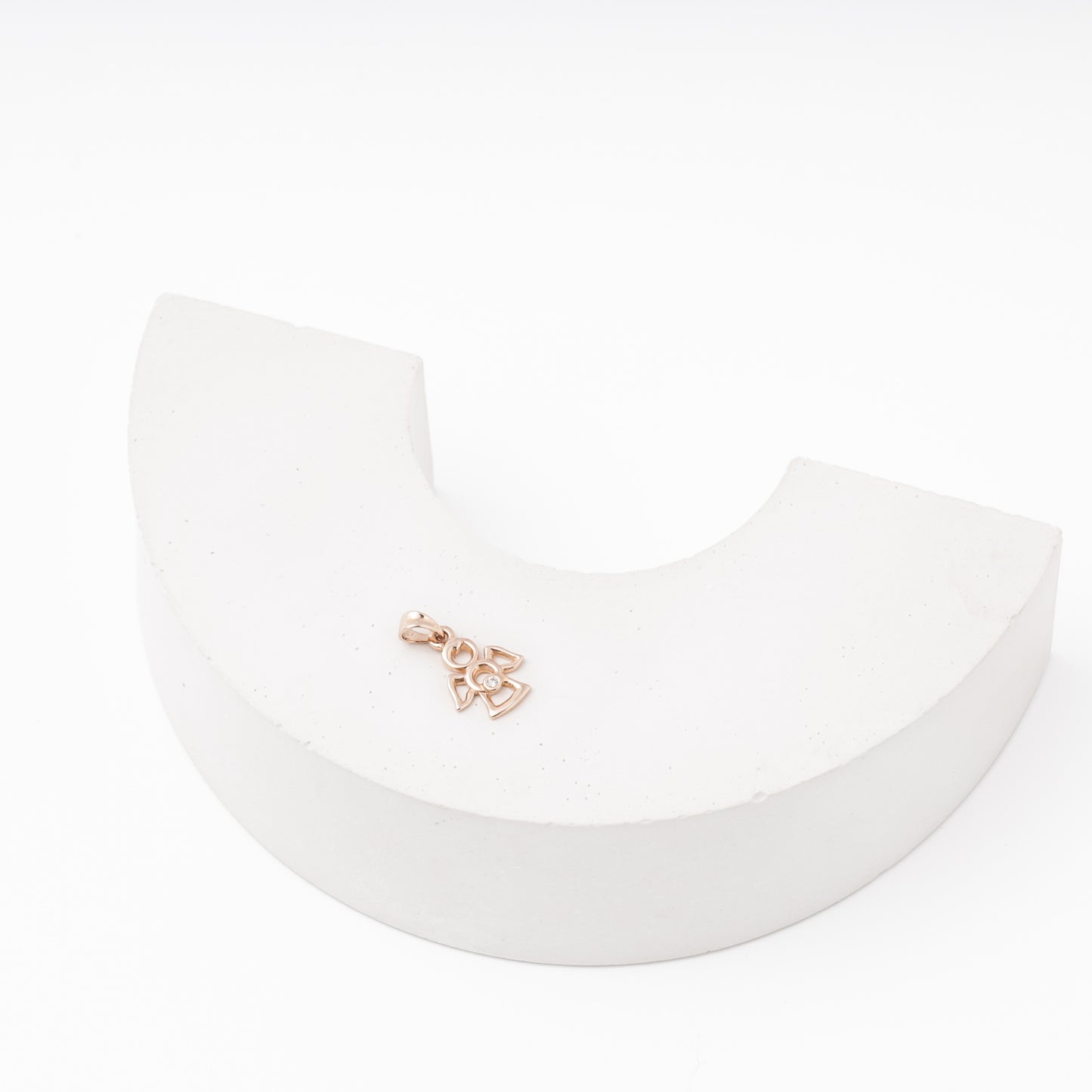 14K rose gold angel charm with zirconia — Kabluchka