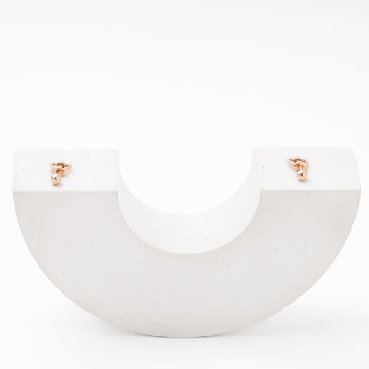 Rose Gold 585 heart stud earrings front view - Kabluchka