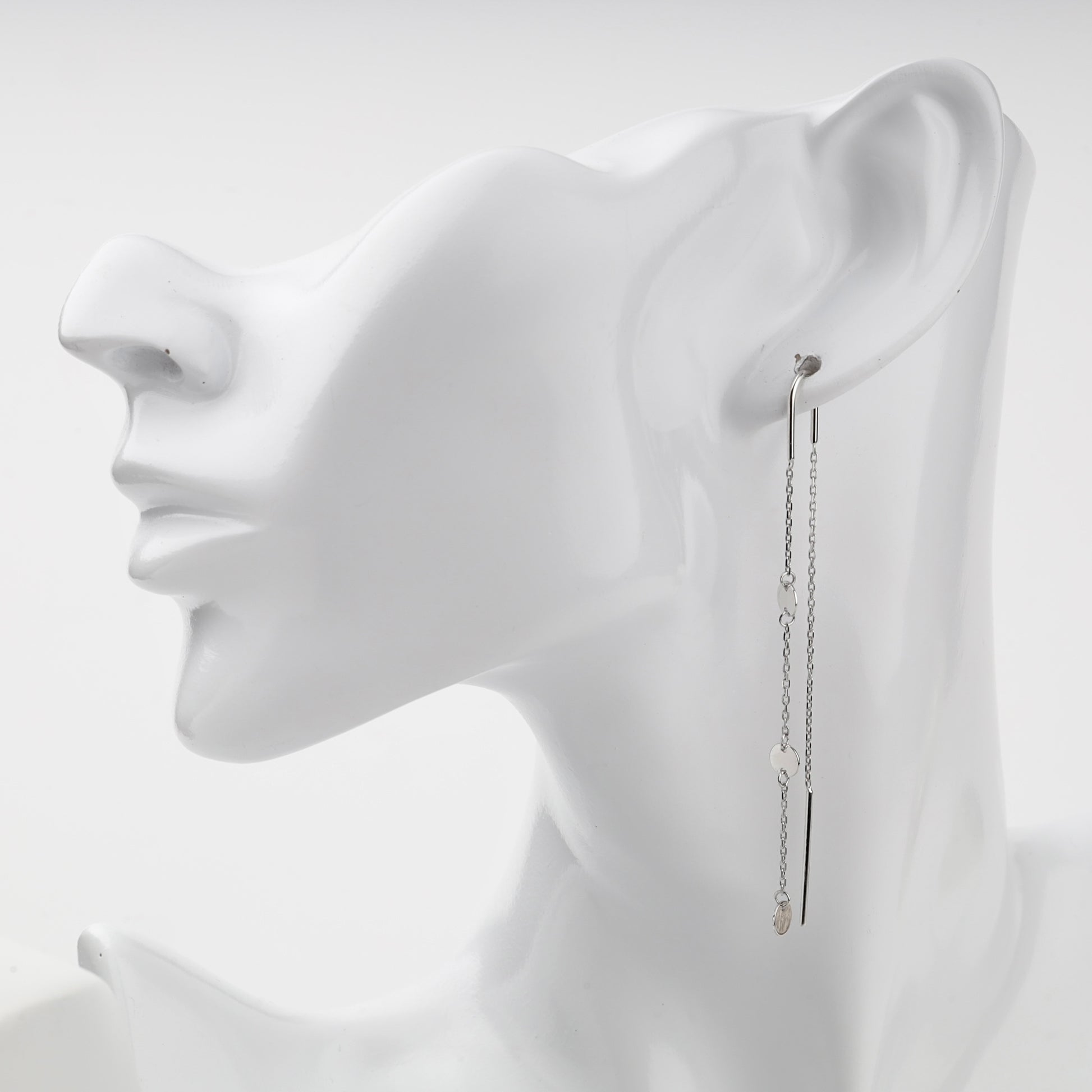 Silver 925 disc chain threader earrings, product view 1 — Kabluchka