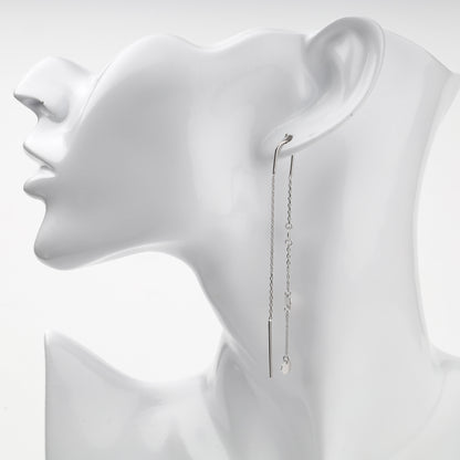 Silver 925 disc chain threader earrings, product view 2 — Kabluchka
