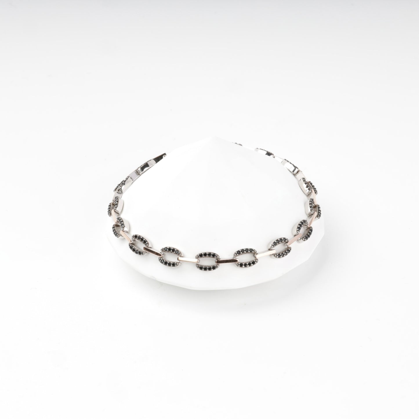 Silver 925 and Gold 375 bracelet with black cubic zirconia — Kabluchka