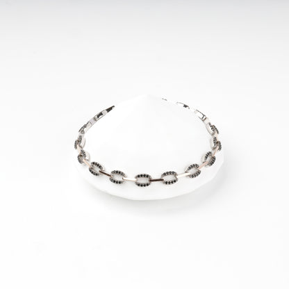 Silver 925 and Gold 375 bracelet with black cubic zirconia — Kabluchka
