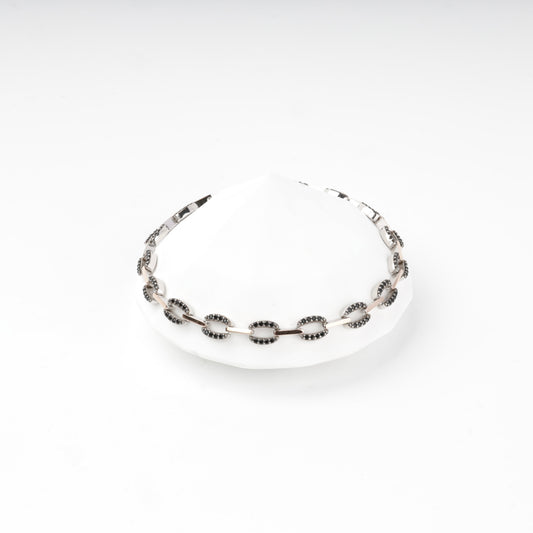 Silver 925 and Gold 375 bracelet with black cubic zirconia — Kabluchka