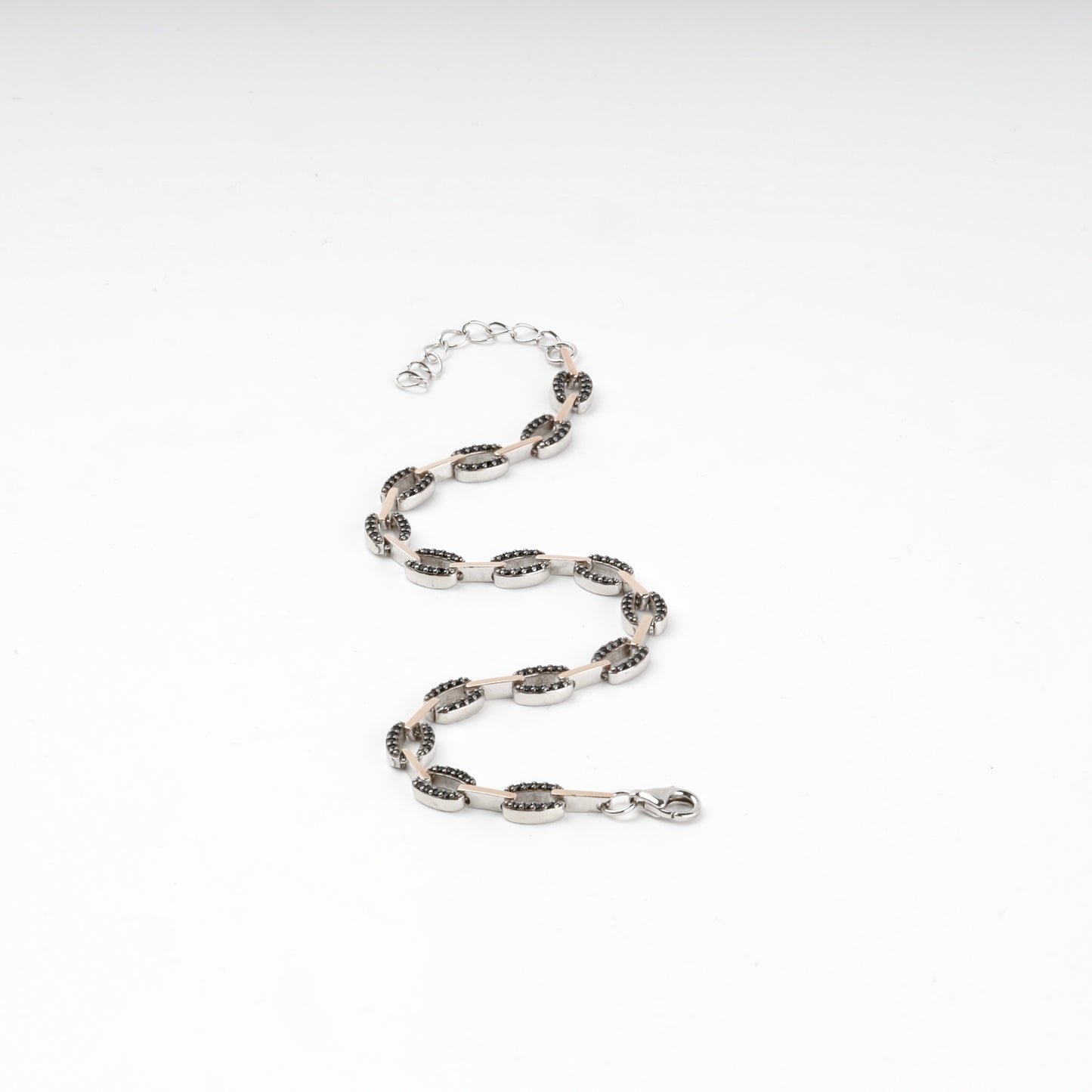Adjustable black zirconia bracelet with lobster clasp — Kabluchka