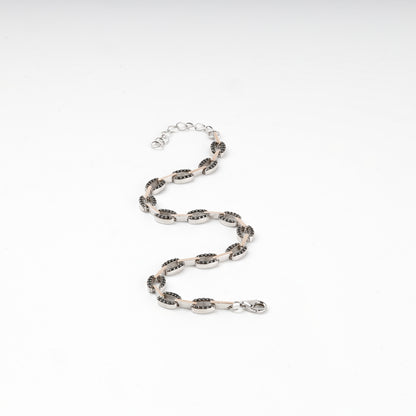 Adjustable black zirconia bracelet with lobster clasp — Kabluchka