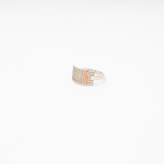 Two-tone silver ring with wide zirconia top front view — Kabluchka