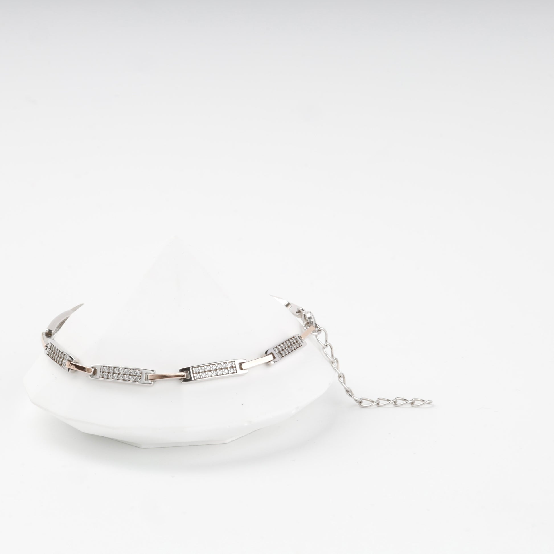 Two-tone Silver 925 link bracelet front view — Kabluchka