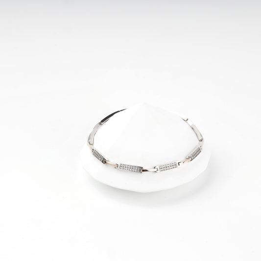 Geometric zirconia bracelet with rectangular links — Kabluchka Jewelry Store