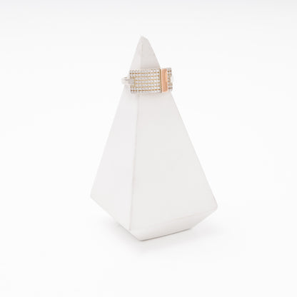 Silver 925 ring with rectangular pave top on display stand — Kabluchka