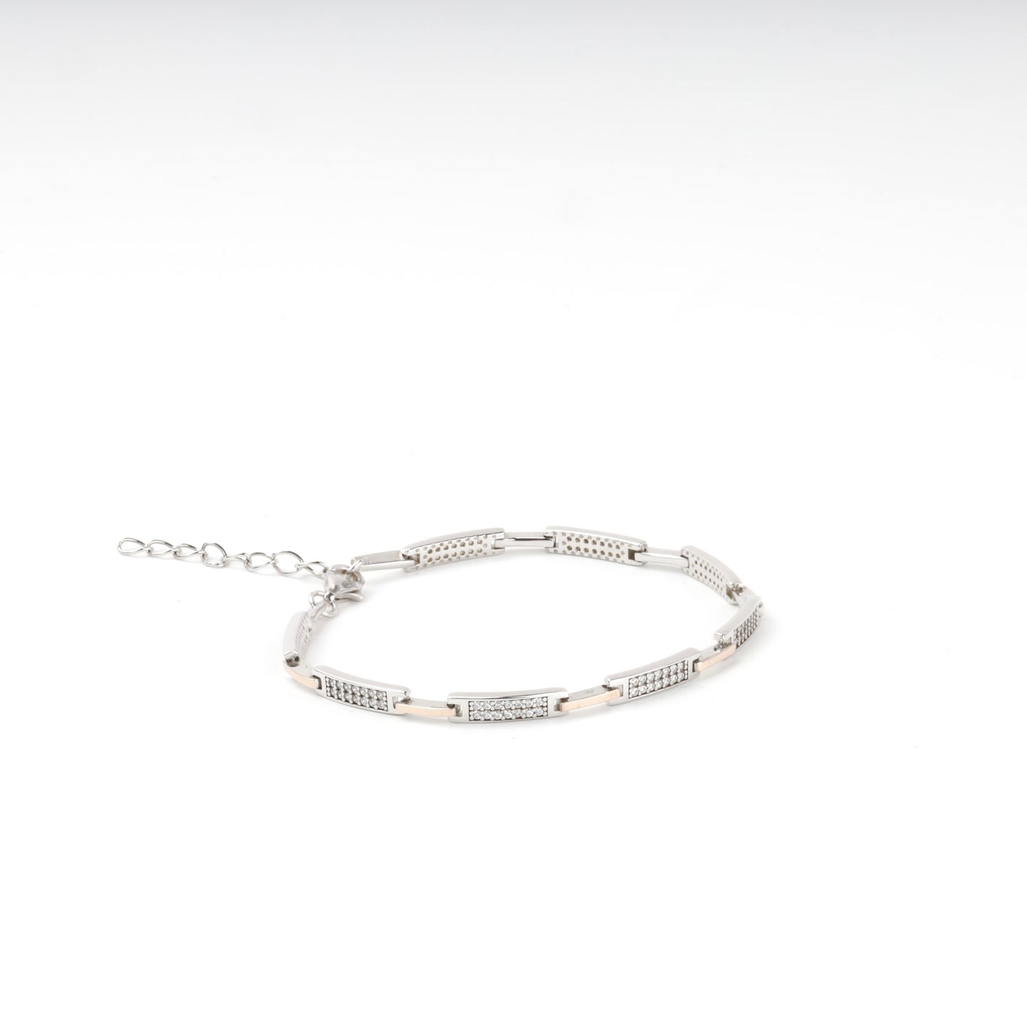 Silver 925 and Gold 375 cubic zirconia link bracelet — Kabluchka