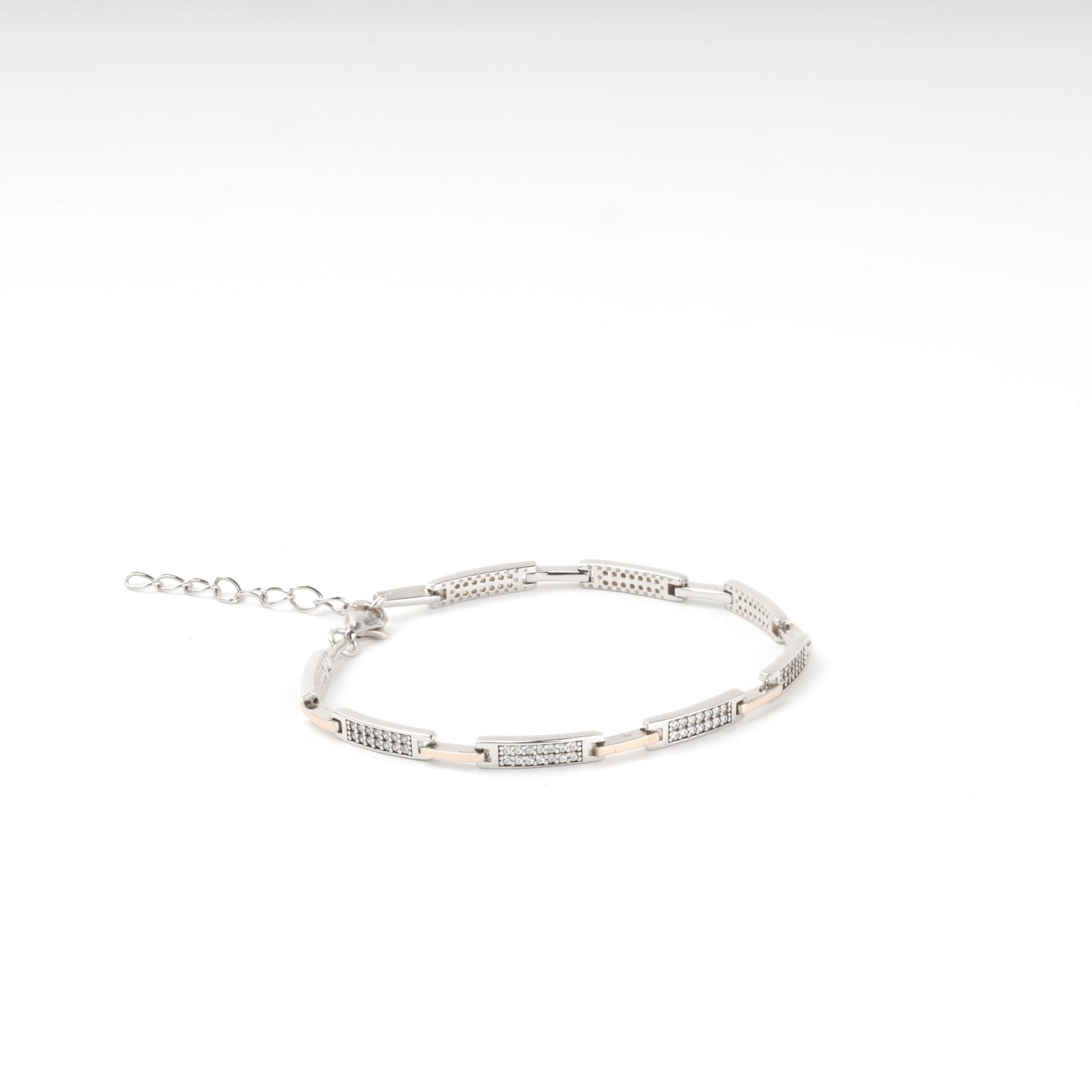 Silver 925 and Gold 375 cubic zirconia link bracelet — Kabluchka