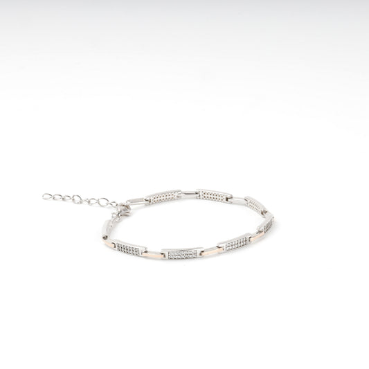 Silver 925 and Gold 375 cubic zirconia link bracelet — Kabluchka