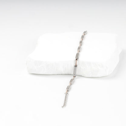 Cubic zirconia link bracelet laid flat — Kabluchka