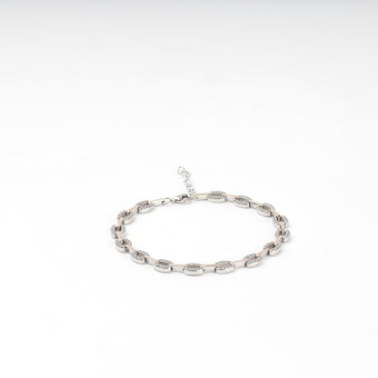 Silver 925 and Gold 375 oval cubic zirconia bracelet — Kabluchka