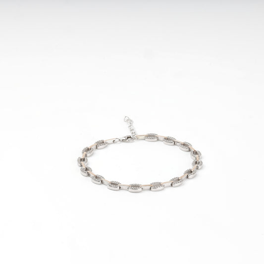 Silver 925 and Gold 375 oval cubic zirconia bracelet — Kabluchka