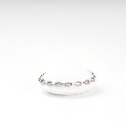 Two-tone cubic zirconia link bracelet front view — Kabluchka