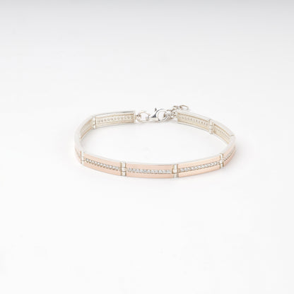 Rectangular cubic zirconia bracelet links — close-up — Kabluchka