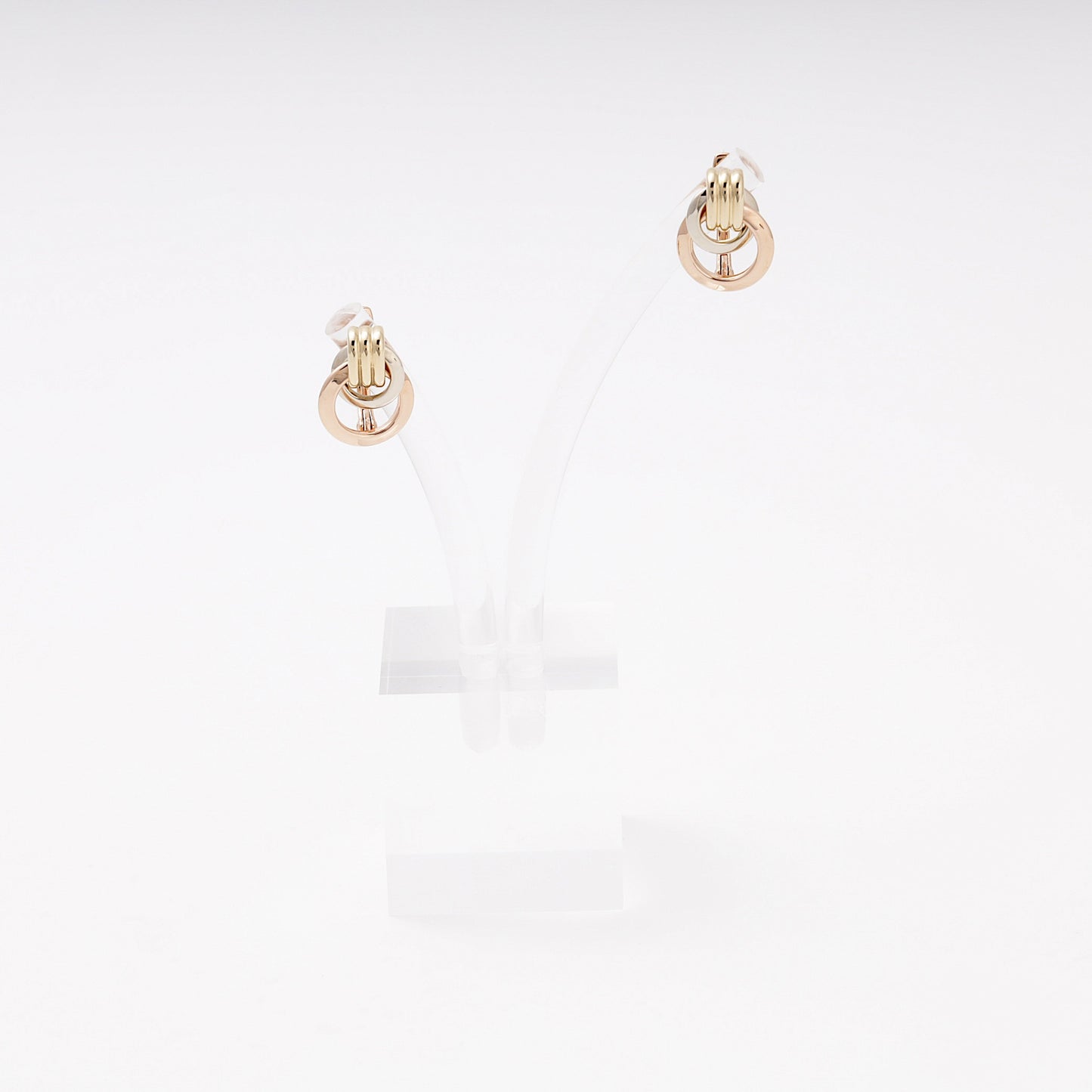 Gold 585 three-tone interlocking knot earrings — Kabluchka
