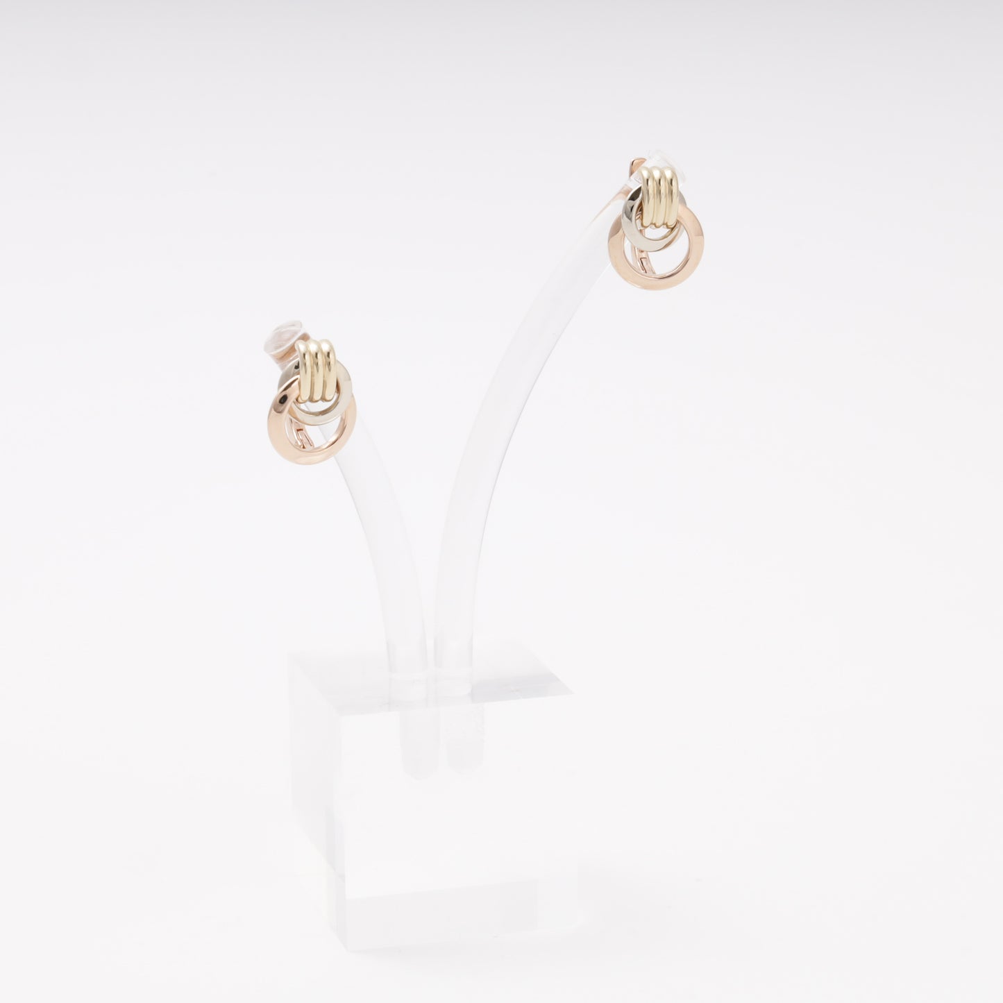 Gold 585 three-tone knot earrings — Kabluchka