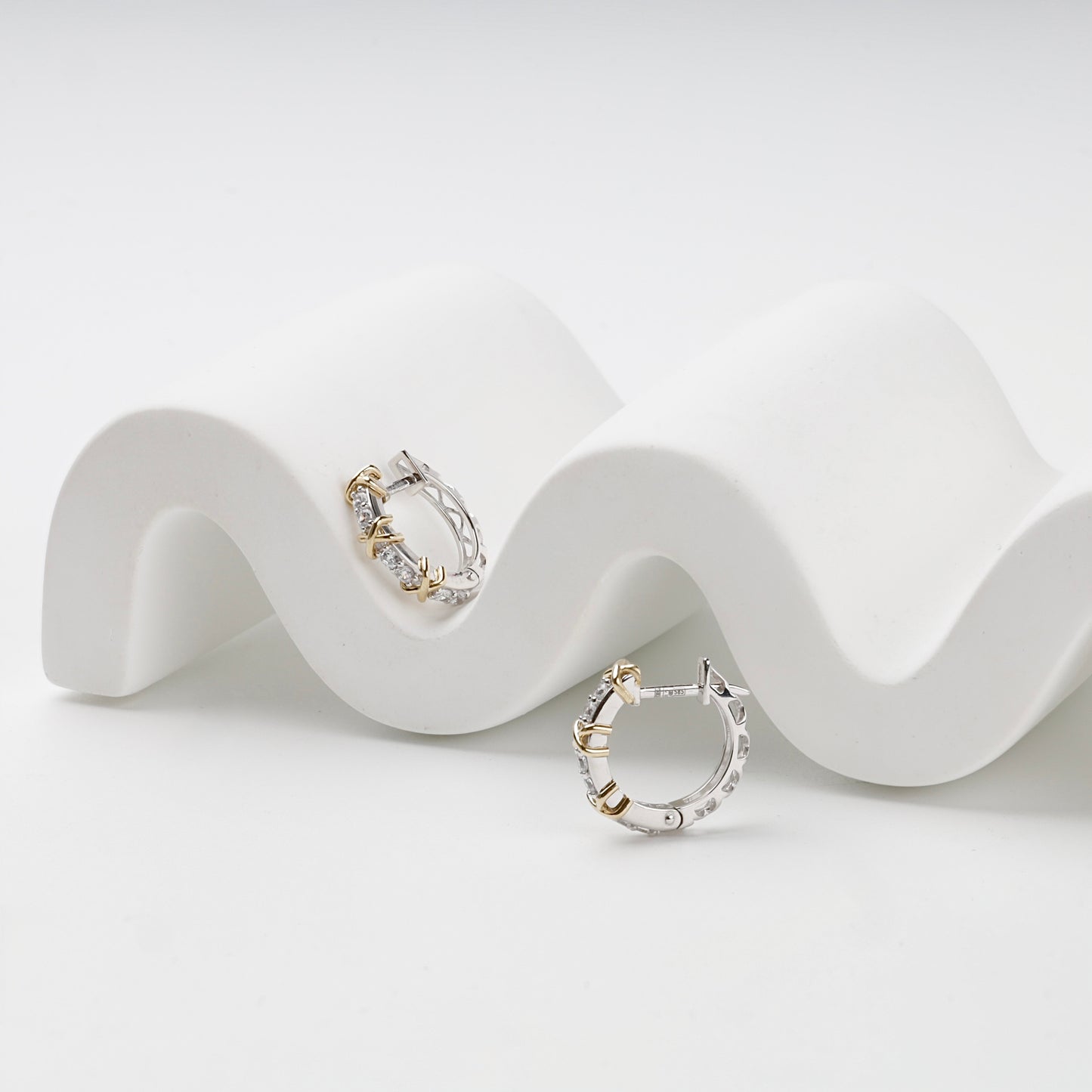 Cubic zirconia X huggies with hinged posts