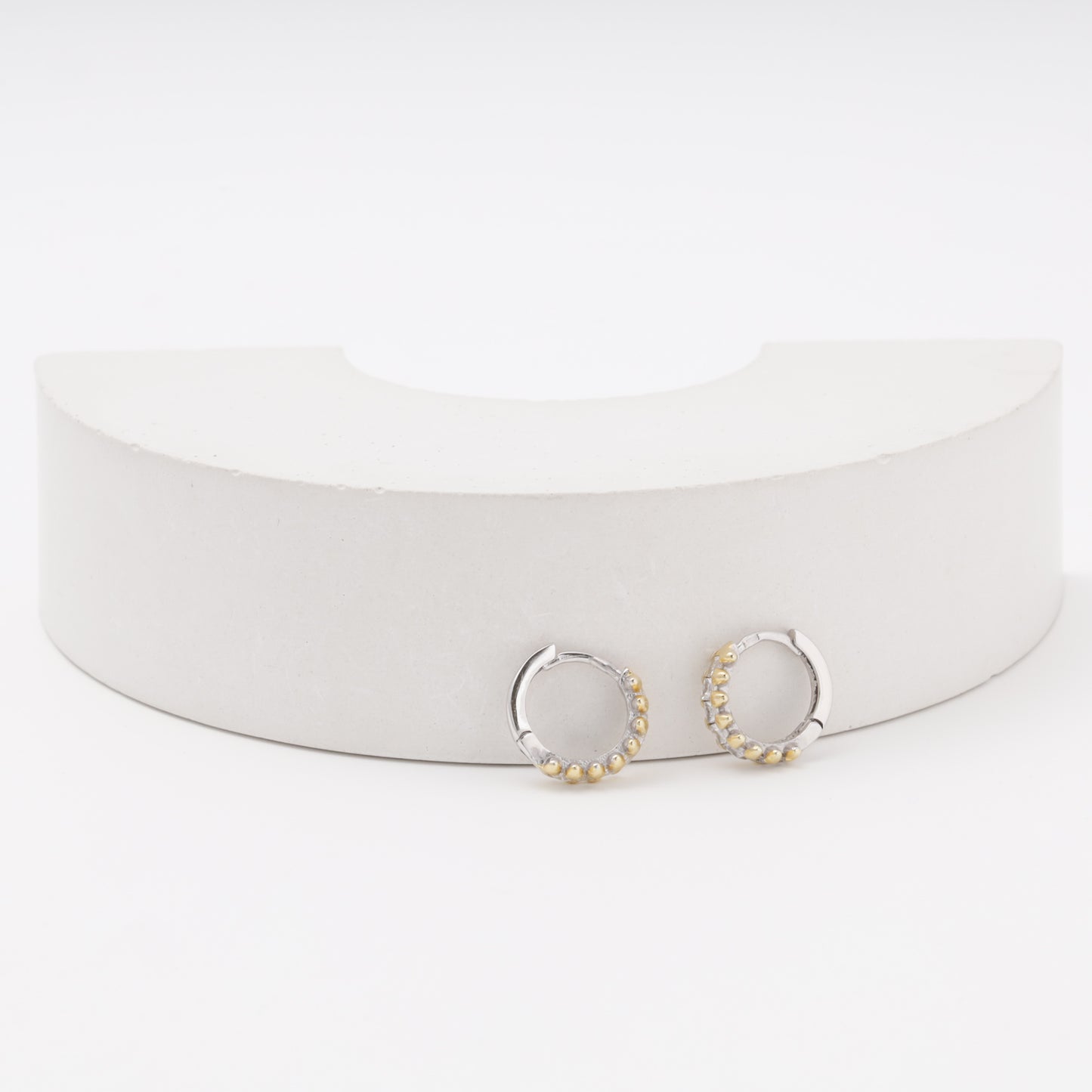 Silver 925 CZ Huggie Earrings side view — Kabluchka