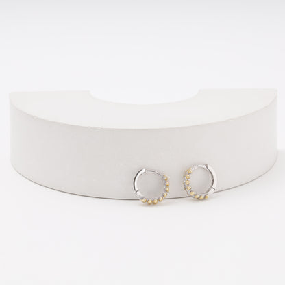 Silver 925 CZ Huggie Earrings side view — Kabluchka