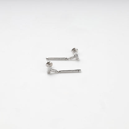 Rhodium-plated Silver 925 cubic zirconia bar drop earrings, product view 4 — Kabluchka