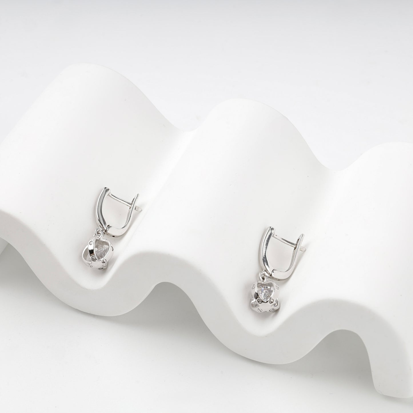 Silver 925 cubic zirconia orb drop earrings, product view 5 — Kabluchka