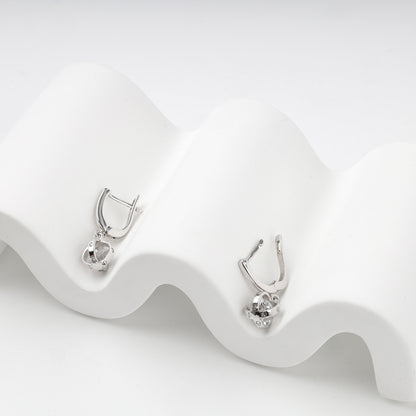 Silver 925 cubic zirconia orb drop earrings, product view 6 — Kabluchka
