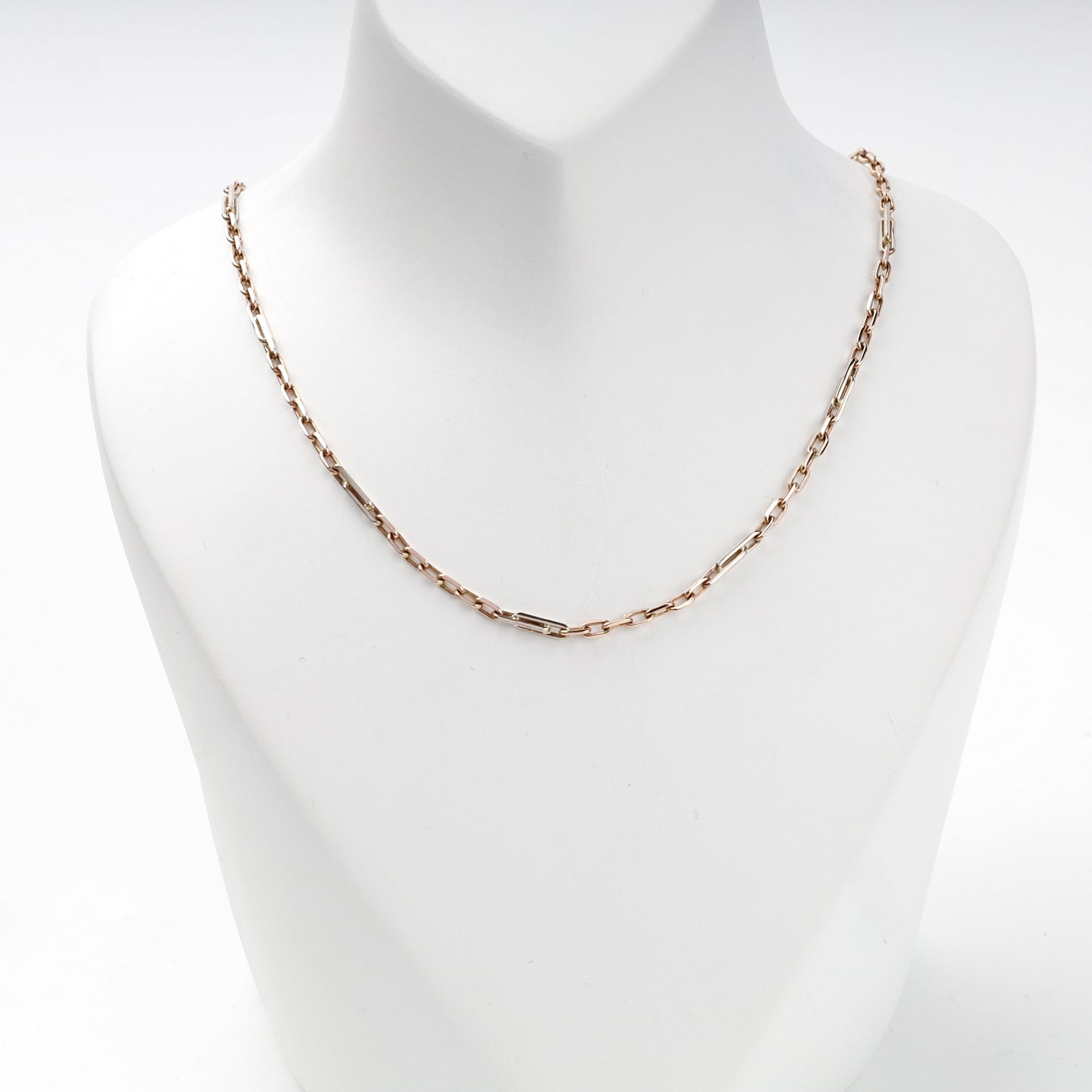Rose Gold 14K paperclip chain necklace, product view 1 — Kabluchka
