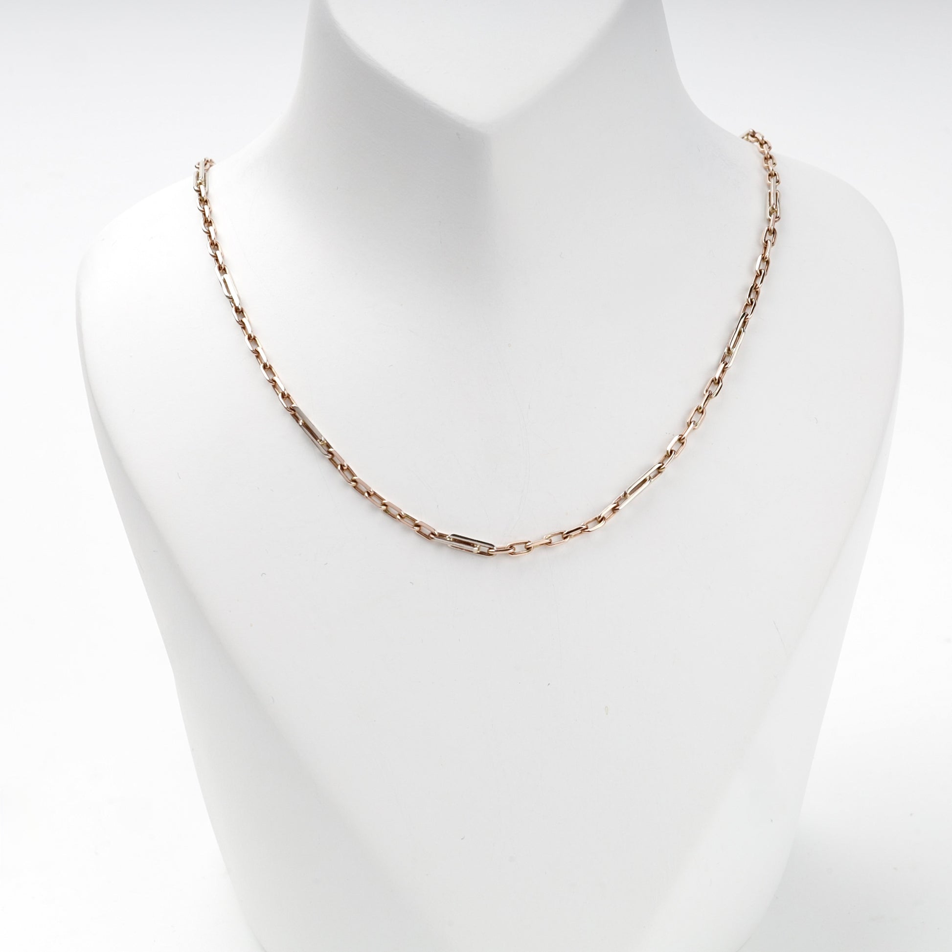 Rose Gold 14K paperclip chain necklace, product view 1 — Kabluchka