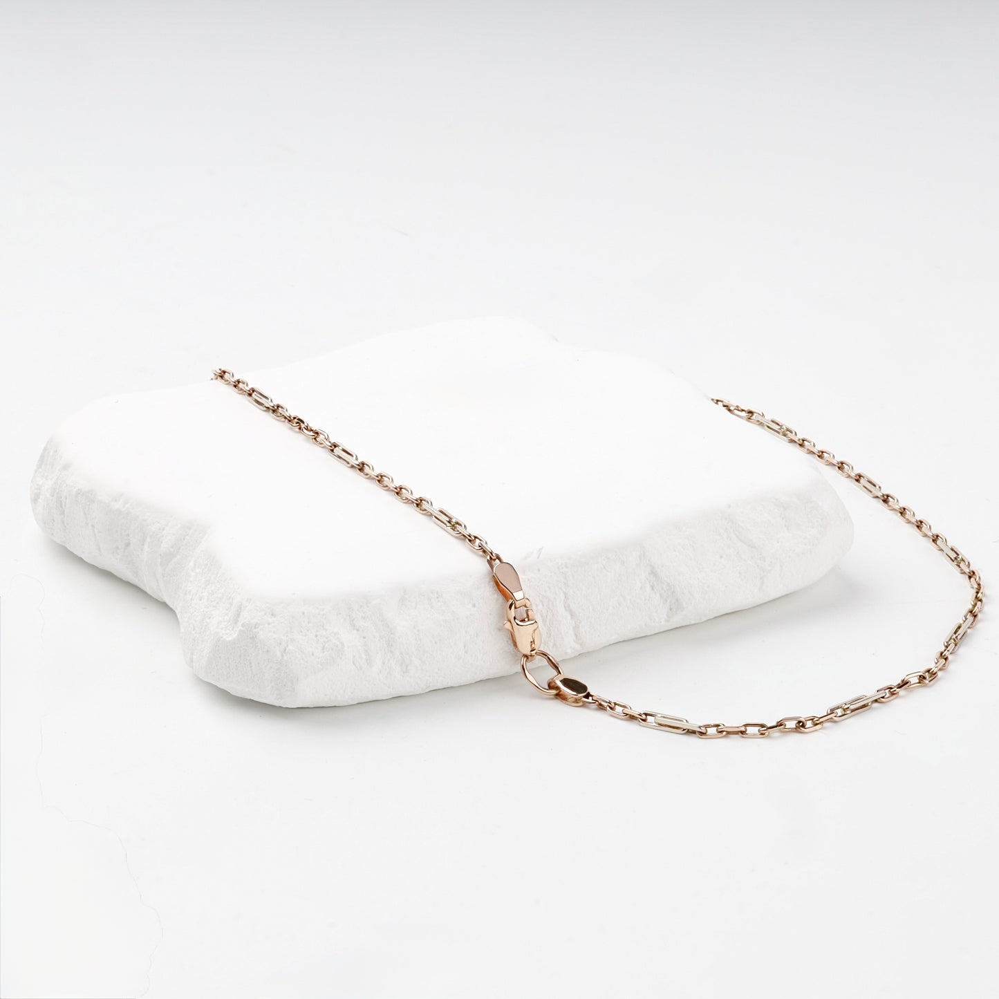 Rose Gold 14K paperclip chain necklace, product view 2 — Kabluchka