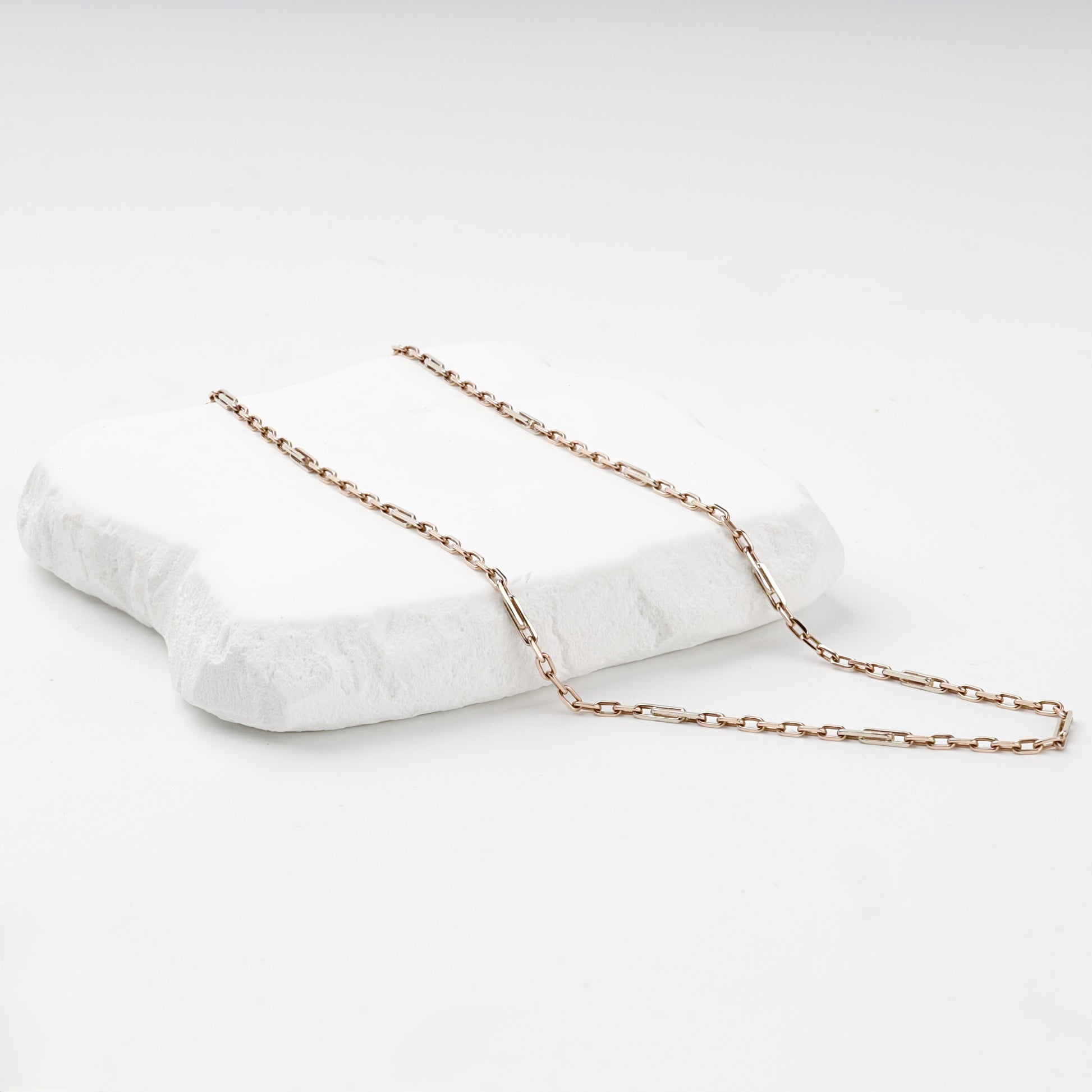 Rose Gold 14K paperclip chain necklace, product view 4 — Kabluchka