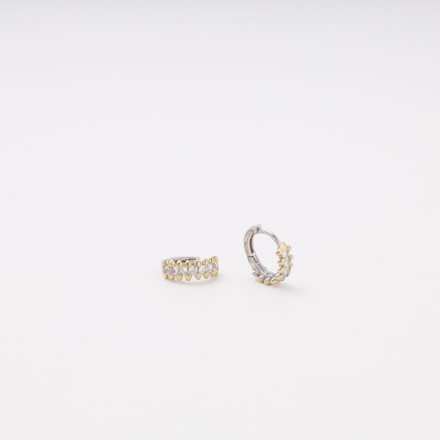 Silver 925 CZ Huggie Earrings pair view — Kabluchka