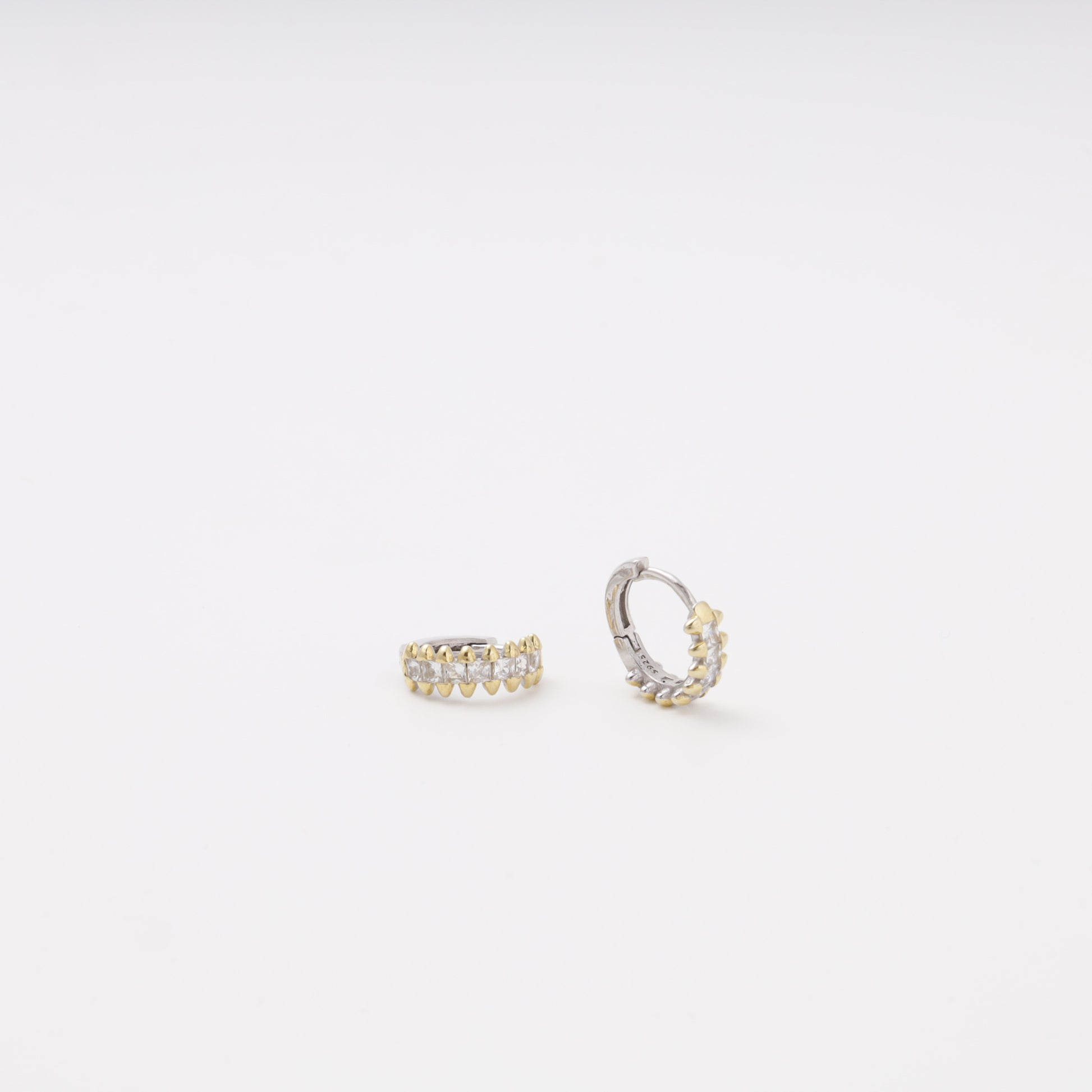 Silver 925 CZ Huggie Earrings pair view — Kabluchka