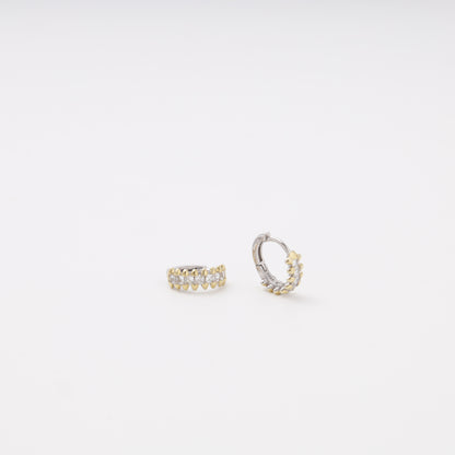 Silver 925 CZ Huggie Earrings pair view — Kabluchka