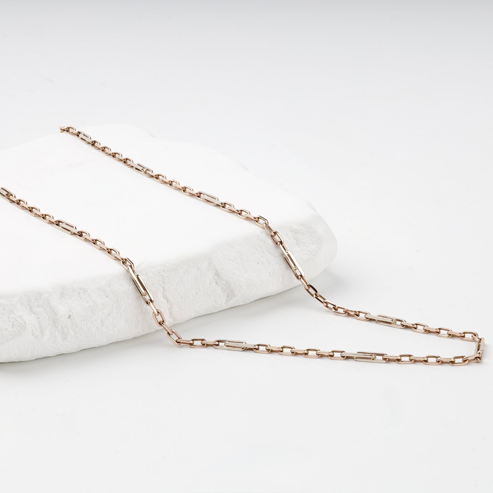Rose Gold 14K paperclip chain necklace, product view 3 — Kabluchka