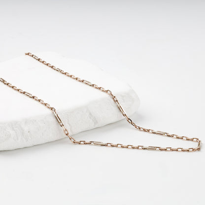 Rose Gold 14K paperclip chain necklace, product view 3 — Kabluchka
