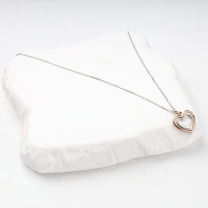 Two-tone Gold 14K (585) cubic zirconia open heart pendant, product view 4 — Kabluchka