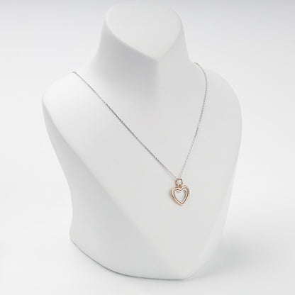 Two-tone Gold 14K (585) cubic zirconia open heart pendant, product view 5 — Kabluchka