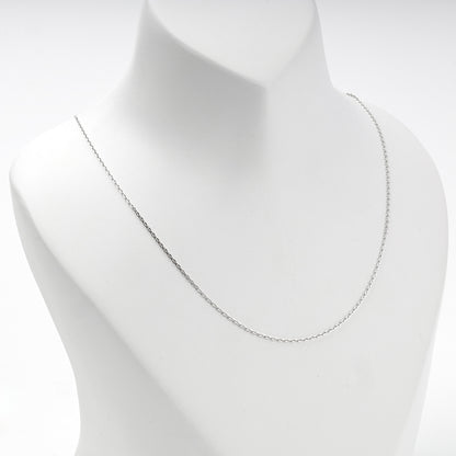 White Gold 14K fine cable chain necklace, full view