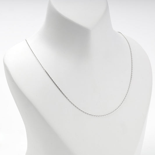 White Gold 14K fine cable chain necklace, full view