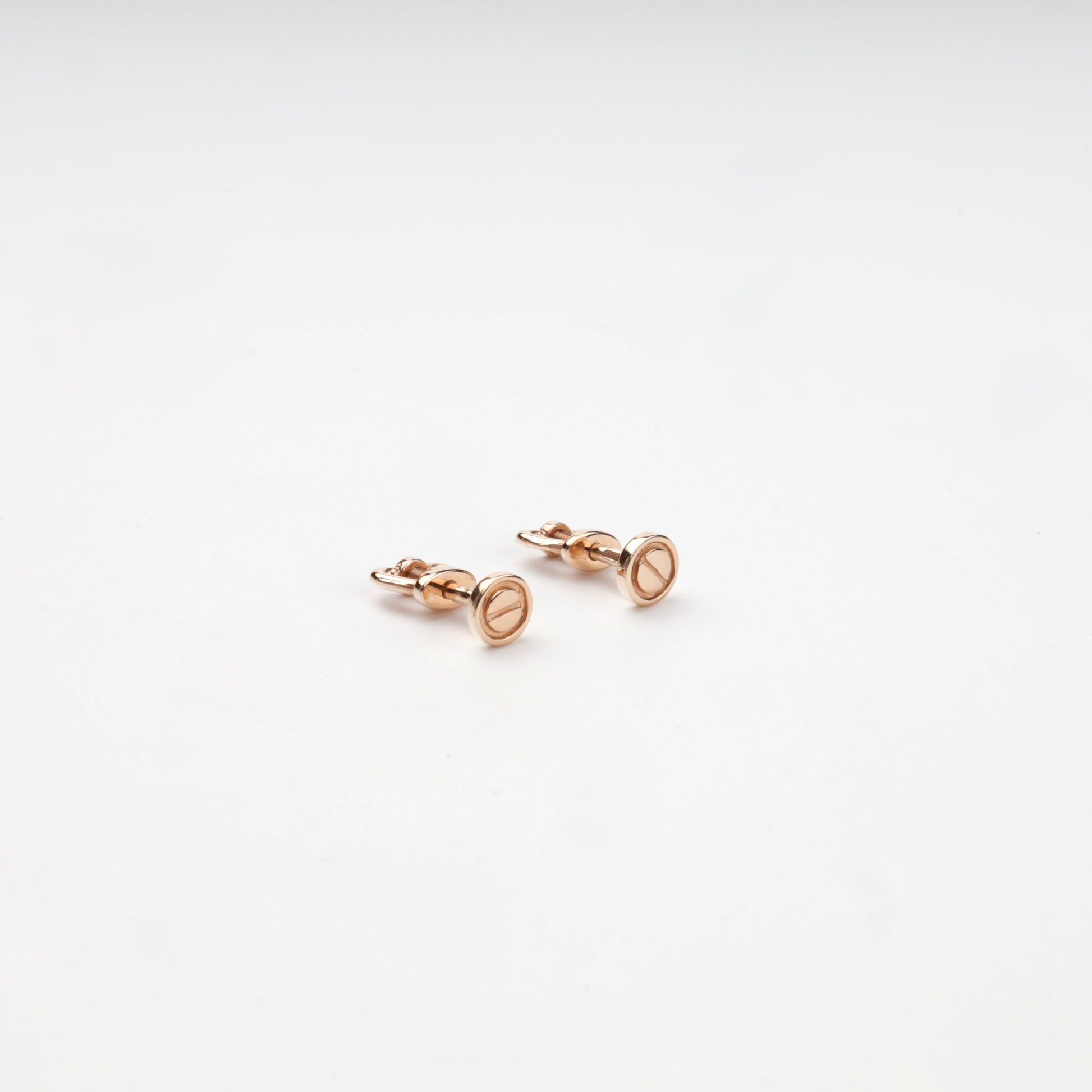 Rose gold round stud earrings with threaded screw backs — Kabluchka
