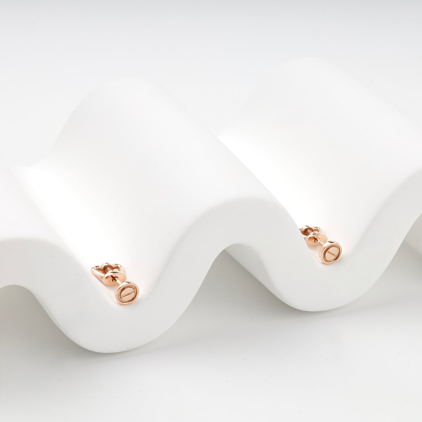 Rose Gold 14K screw-back stud earrings pair — Kabluchka